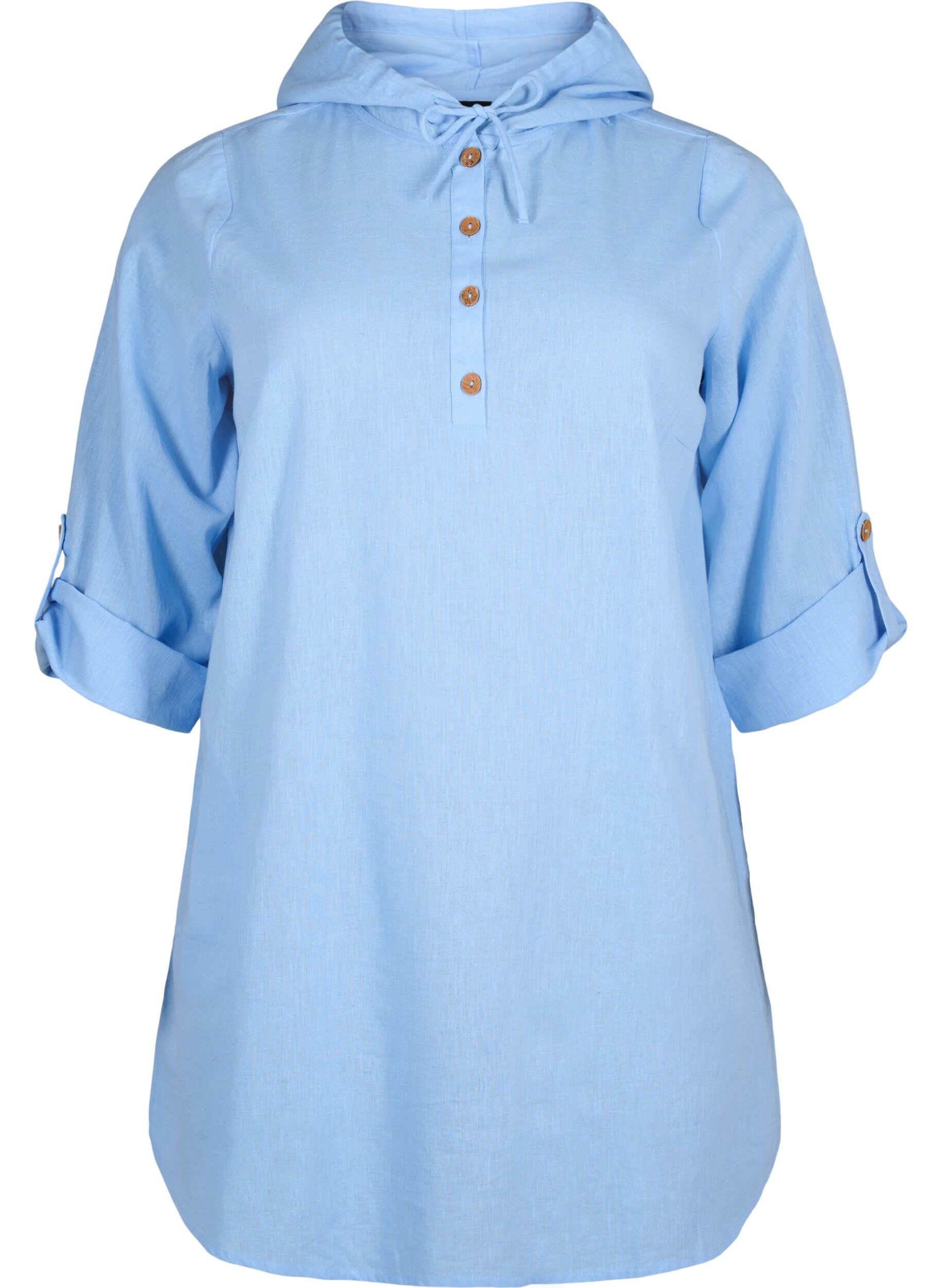 Zizzi Tunika med h&aelig;tte i bomuld og h&oslash;r , Serenity, Packshot image number 0