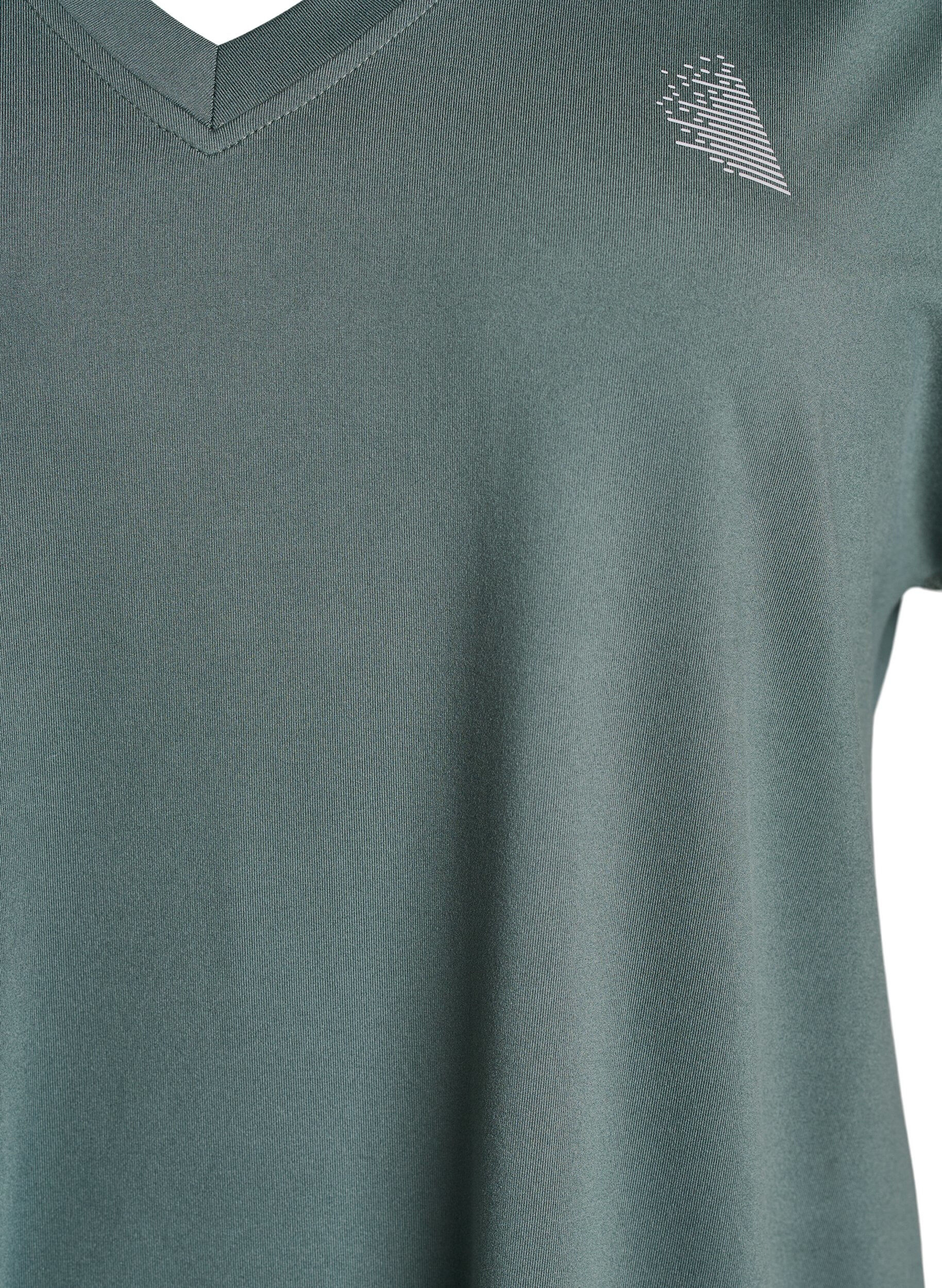 ZizziL&oslash;s tr&aelig;nings t-shirt med v-hals, Gr&oslash;n, Packshot image number 2