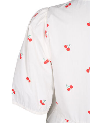 Kjole med kirsebærprint og a-shape, B. White/Cherry, Packshot image number 3