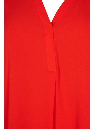 Kortærmet bluse med v-udskæring, Fiery Red, Packshot image number 2