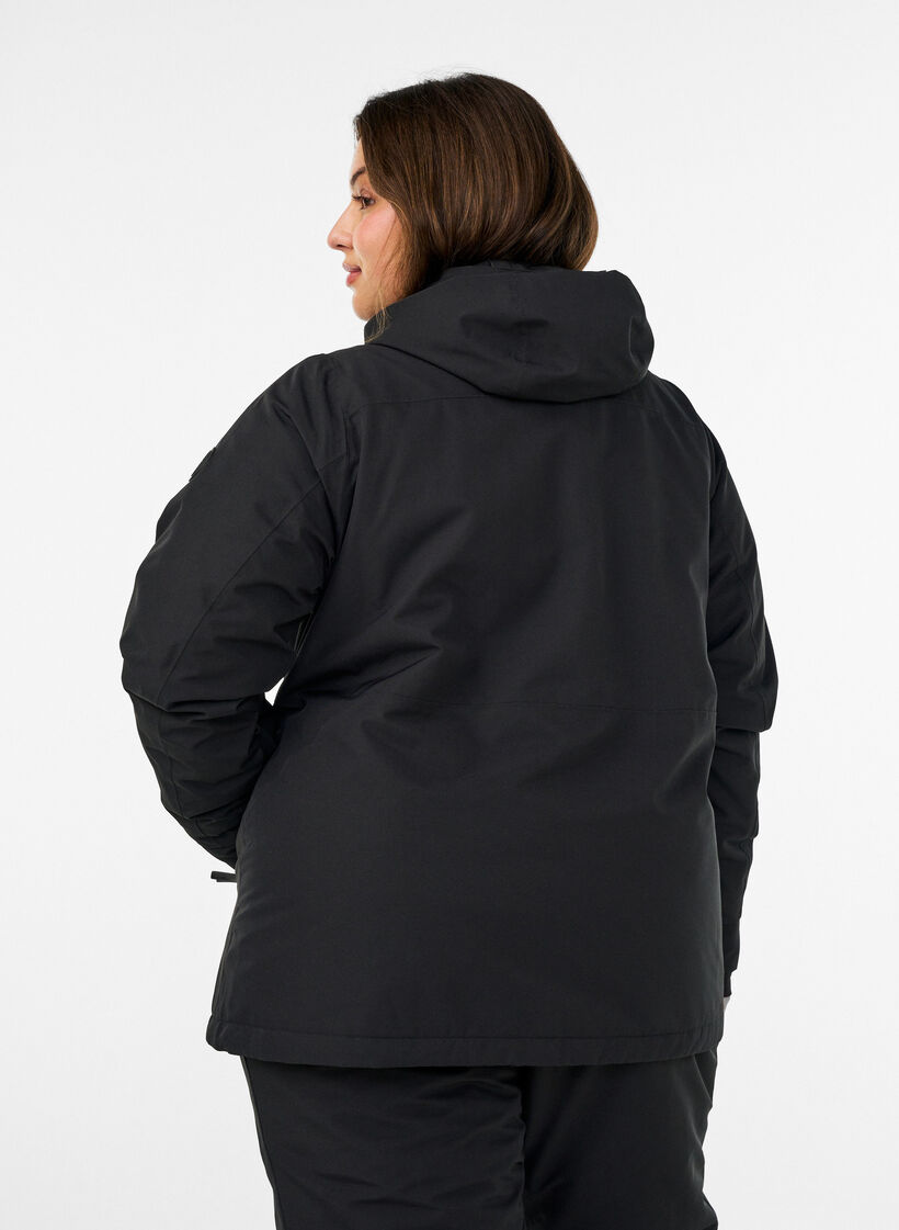 Skijakke med h&aelig;tte og lynl&aring;slommer, Sort, Model image number 2