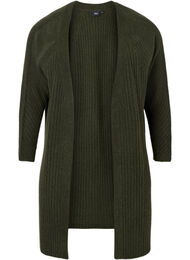 Lang ribstrikket cardigan, Forest Night Mel.