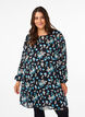 Kort kjole med print og rund hals, Black Blue Fl. AOP, Model image number 0