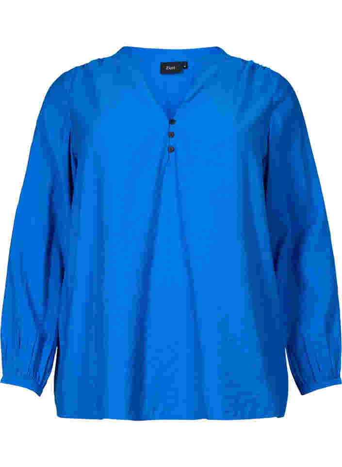Langærmet bluse i viskosemix, Skydiver, Packshot image number 0