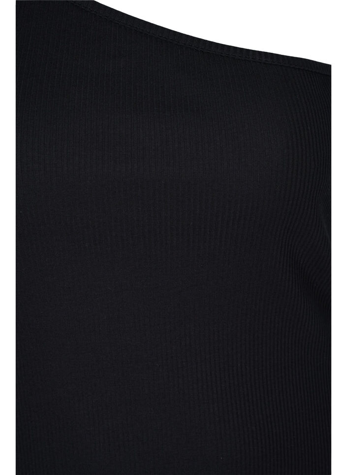 One-shoulder top i bomuld, Black, Packshot image number 2