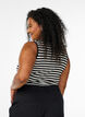 Stribet tanktop med ribstruktur, Sort, Model image number 2