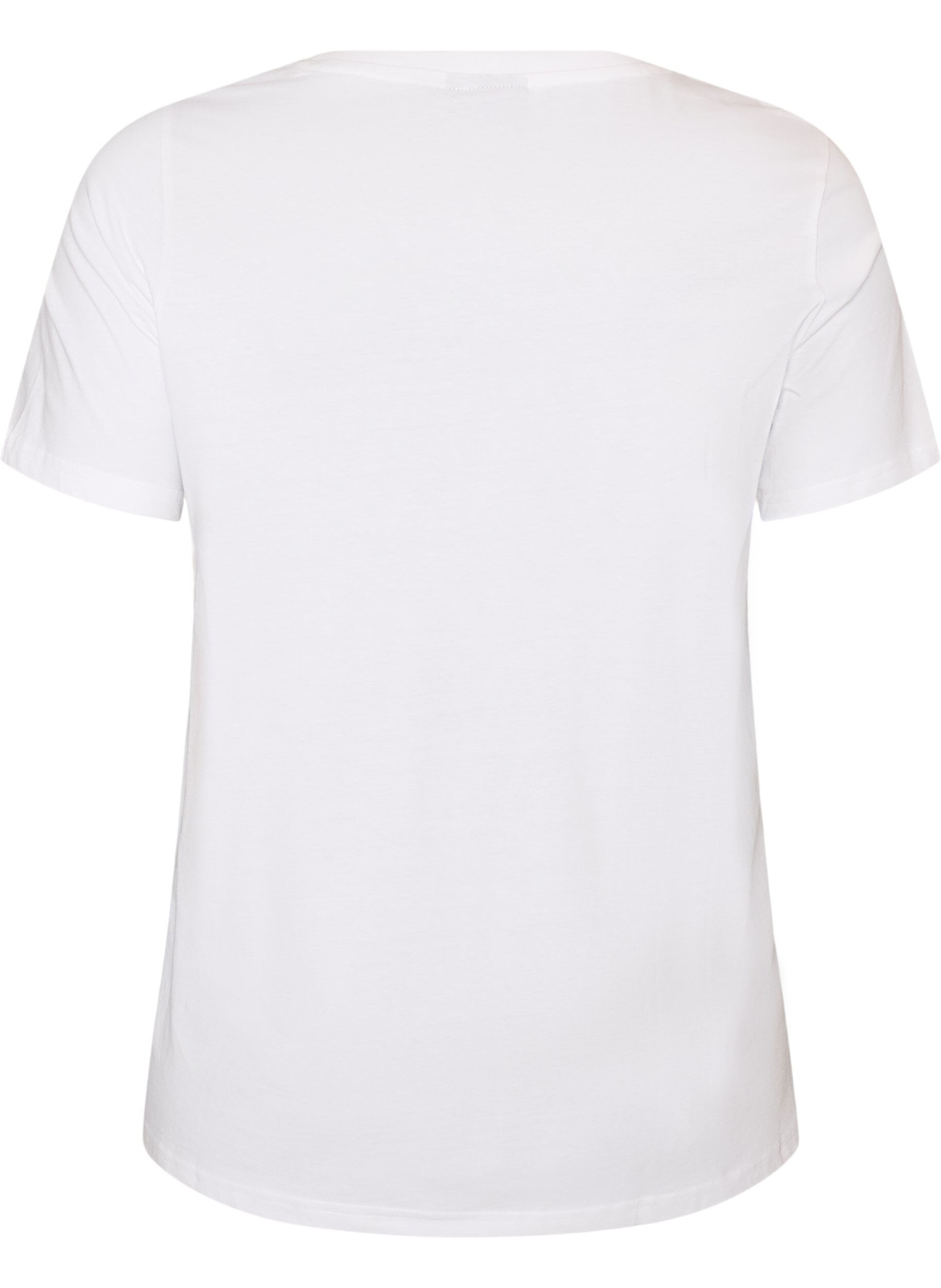 ZizziT-shirt i &oslash;kologisk bomuld med dekorativt motiv, Hvid, Packshot image number 1