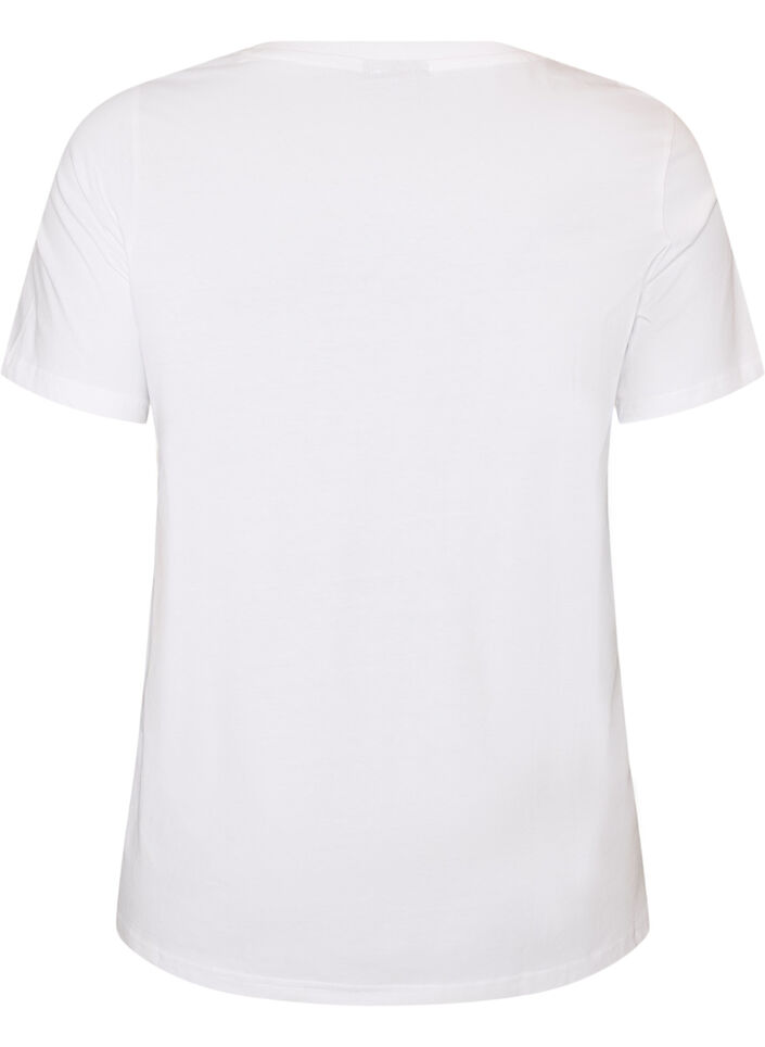 T-shirt i &oslash;kologisk bomuld med dekorativt motiv, Hvid, Packshot image number 1