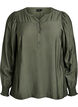 Viskosebluse med smock og rynkedetaljer, Gr&oslash;n, Packshot image number 0
