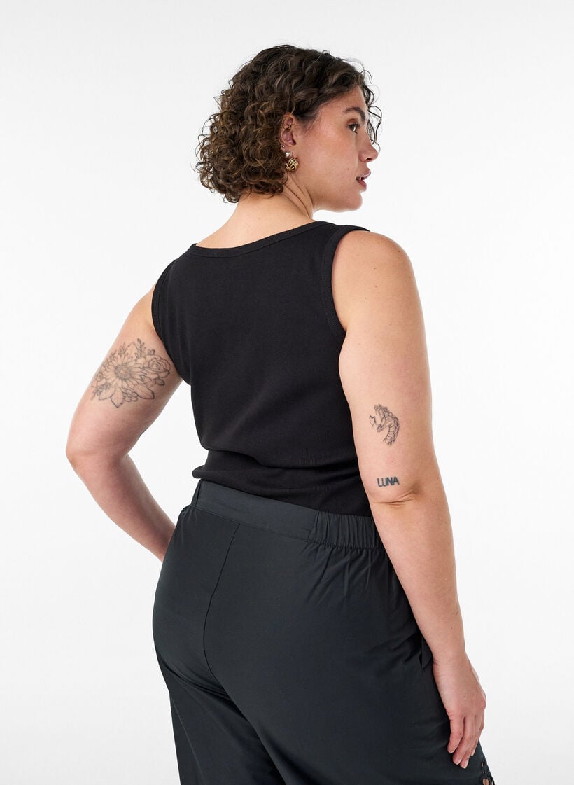 T&aelig;tsiddende top med motiv, Sort, Model image number 2