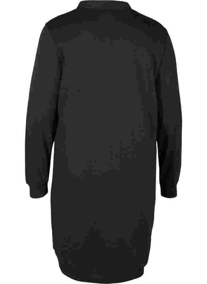 Ensfarvet kjole i sweatkvalitet, Black, Packshot image number 1