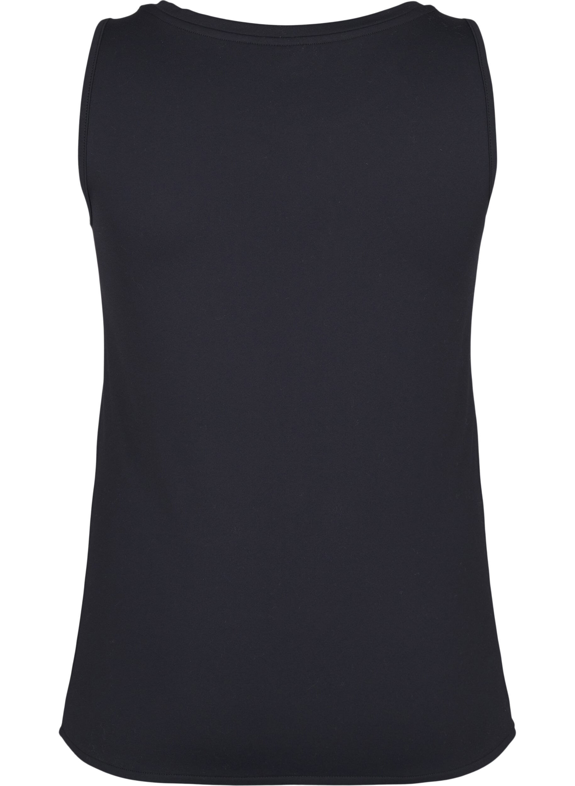 Zizzi T&aelig;tsiddende tr&aelig;ningstop med indvendig silikonekant, Black, Packshot image number 1