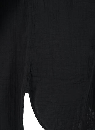 Lang bomulds skjorte med en klassisk  krave, Black, Packshot image number 3