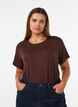 T-shirt i viskose med rhinsten, Brun, Model image number 0