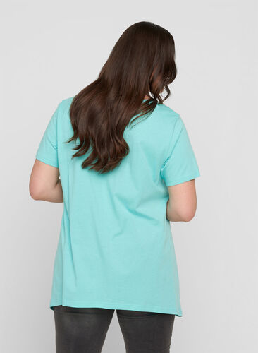 Kortærmet bomulds t-shirt med a-form , Aqua Sky PARIS, Model image number 1