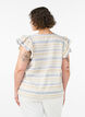 &AElig;rmel&oslash;s bluse med fl&aelig;ser og m&oslash;nstrede striber, Vanilla, Model image number 2