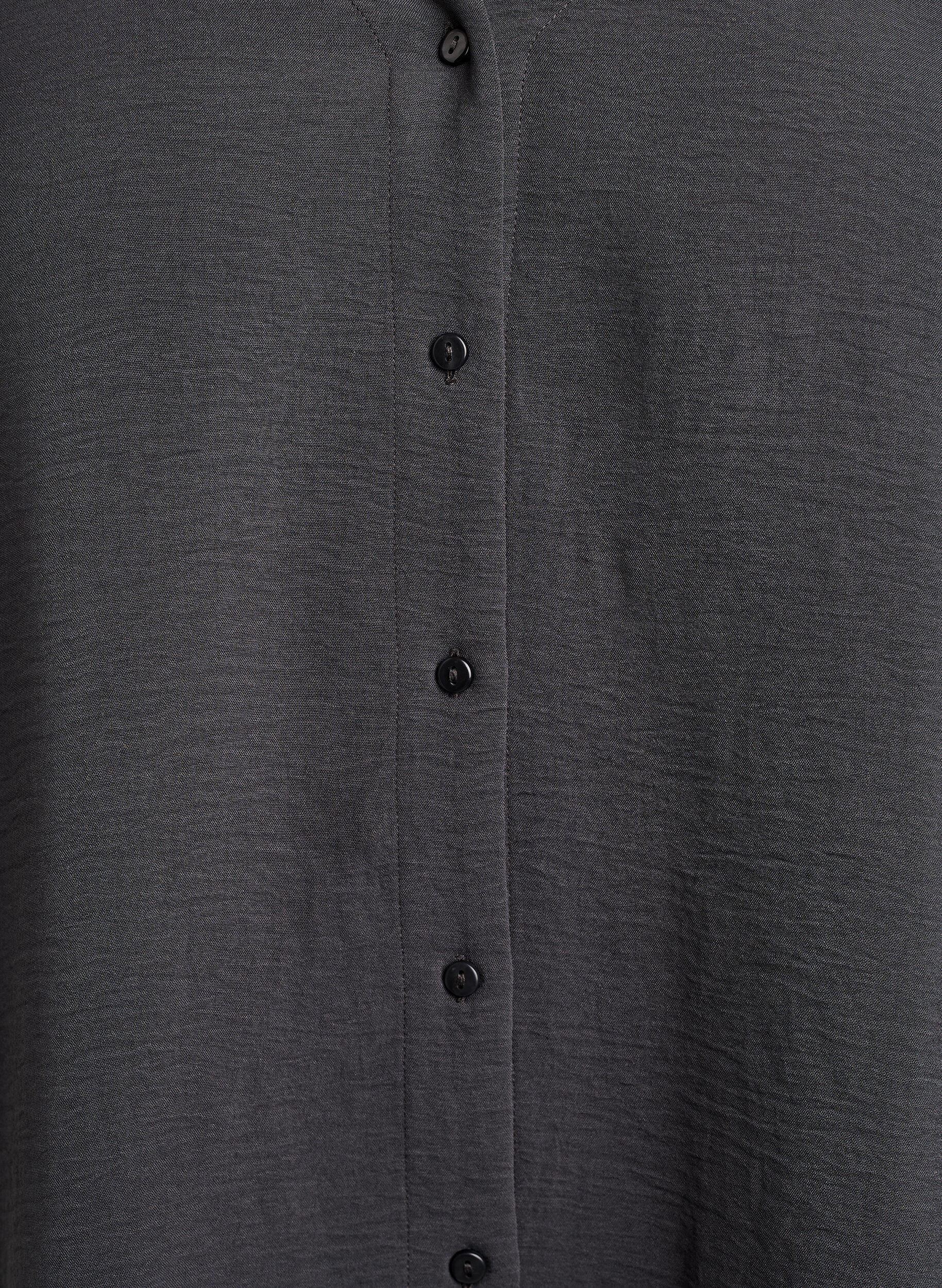 ZizziSkjortebluse med V-udsk&aelig;ring og 3/4-&aelig;rmer, Gr&aring;, Packshot image number 2