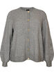 Cardigan i bl&oslash;d strik med guldfarvede knapper, Gr&aring;, Packshot image number 0