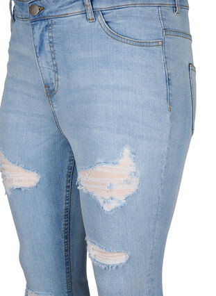 Slim fit jeans med sliddetaljer, Light Blue, Packshot image number 2