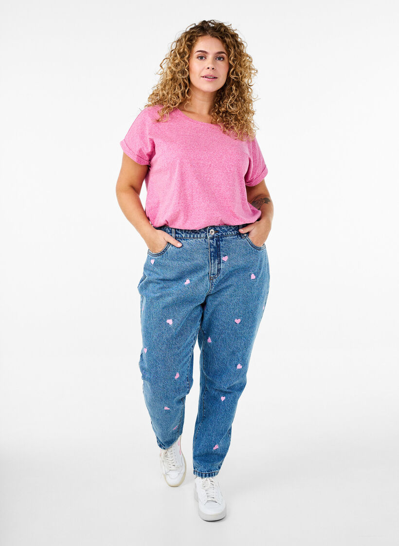 Meleret t-shirt med korte &aelig;rmer, Lyser&oslash;d, Model image number 1