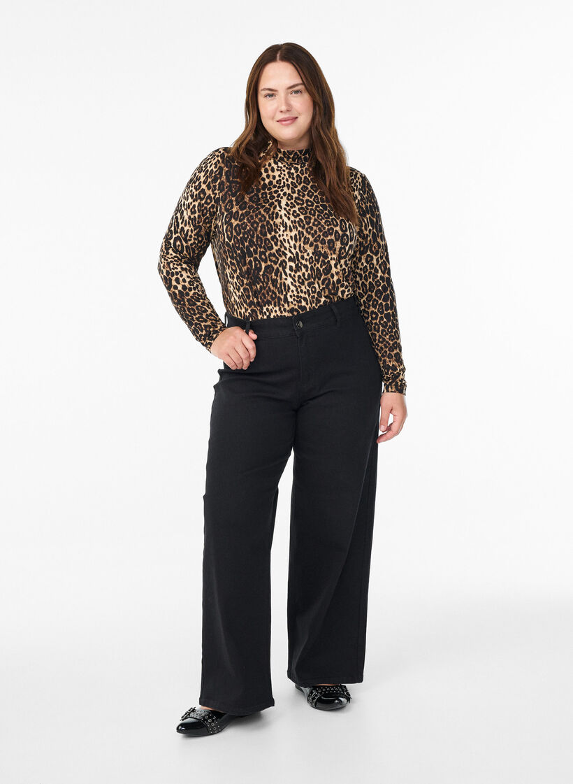 FLASH - Langærmet bluse med turtleneck, Sort, Model image number 1