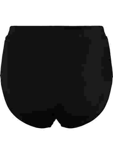 Ensfarvet bikini trusse med høj talje, Black, Packshot image number 1