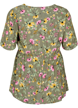 Blomstret graviditets bluse i viskose, Green Flower Print, Packshot image number 1
