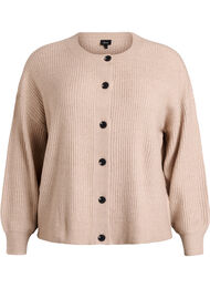 Ribstrikket cardigan med knapper, Beige