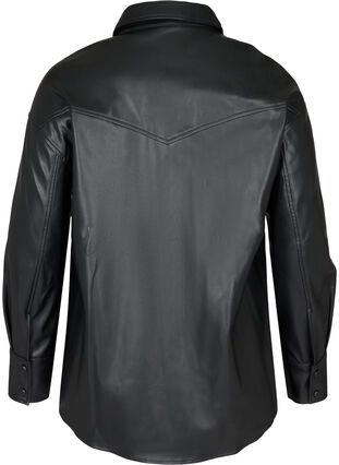 Skjortejakke i imiteret læder, Black, Packshot image number 1