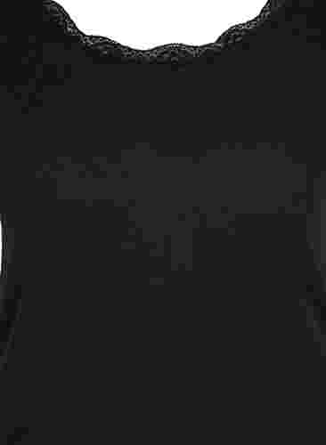 Kortærmet natbluse i rib , Black, Packshot image number 2