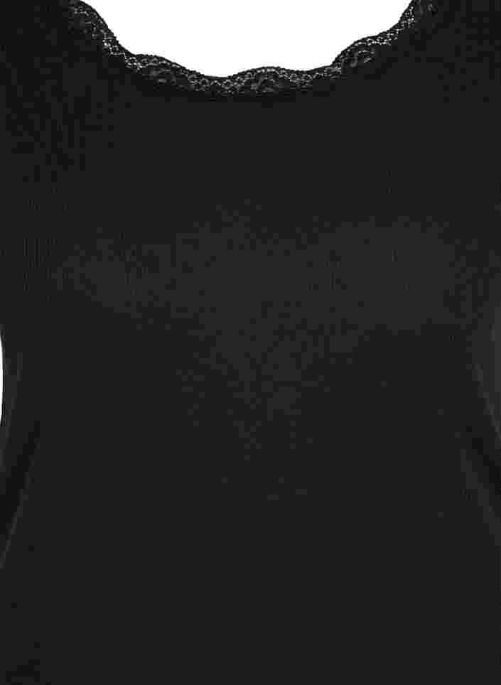 Kortærmet natbluse i rib , Black, Packshot image number 2