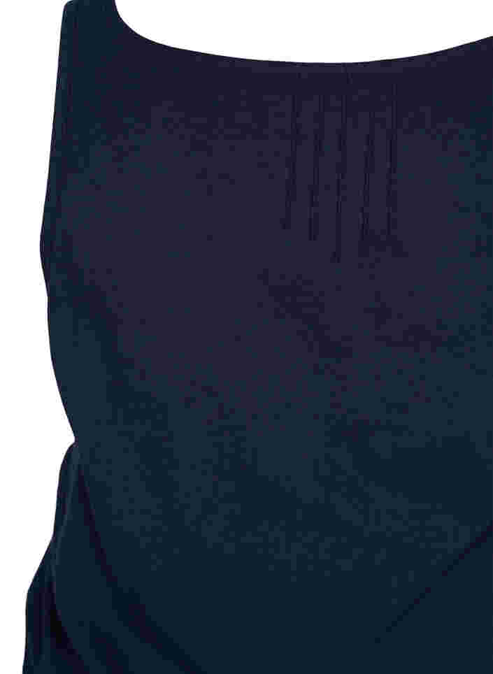 Ensfarvet bomulds top med elastik i bunden, Navy Blazer, Packshot image number 3