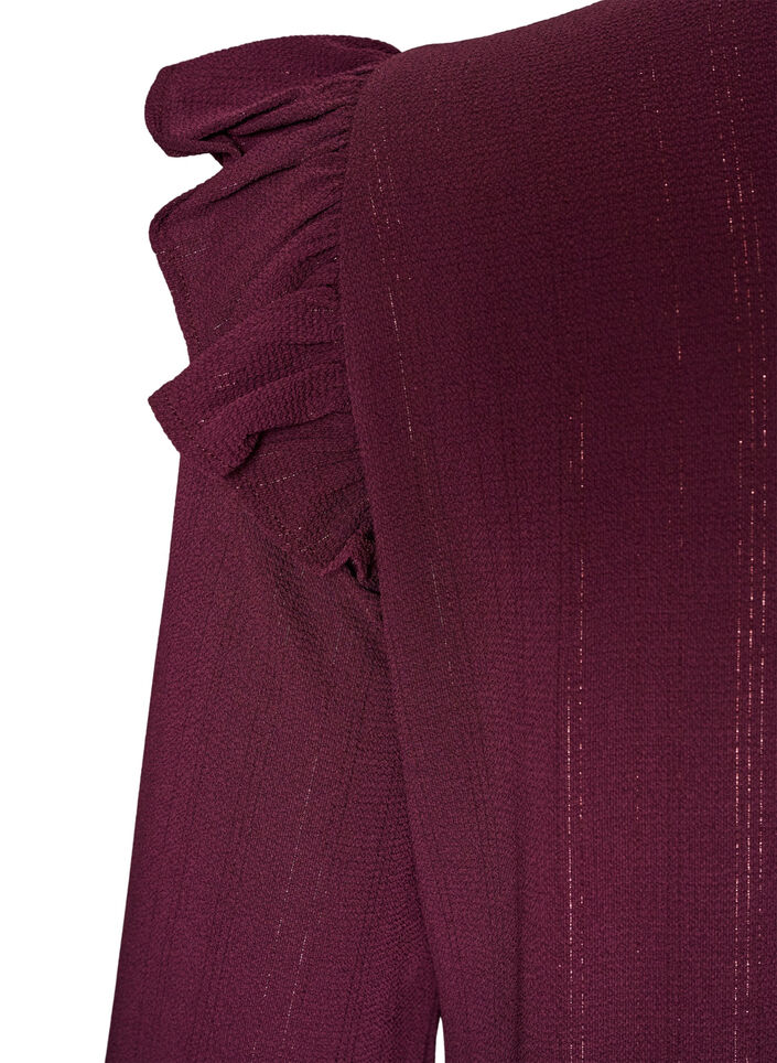Kort kjole med fl&aelig;ser og glimmer, R&oslash;d, Packshot image number 3