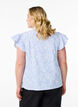 Ærmeløs bluse med striber og blomsterprint, Blå, Model image number 2