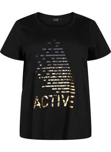 Trænings t-shirt med print, Black gold foil logo, Packshot image number 0