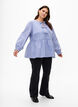 Stribet bluse i bomuld med bindedetalje , Baja Blue Stripe, Model image number 4