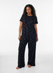 Pyjamasbukser med ribstruktur og blomsterprint, Sort, Model image number 1