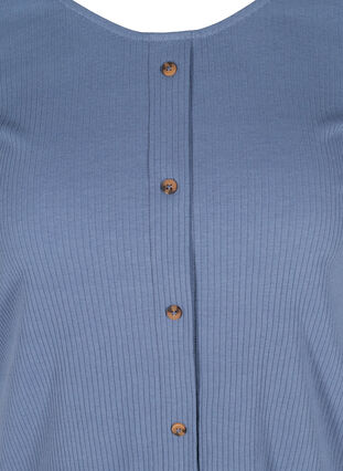 Kortærmet rib t-shirt med knapper, Vintage Indigo, Packshot image number 2