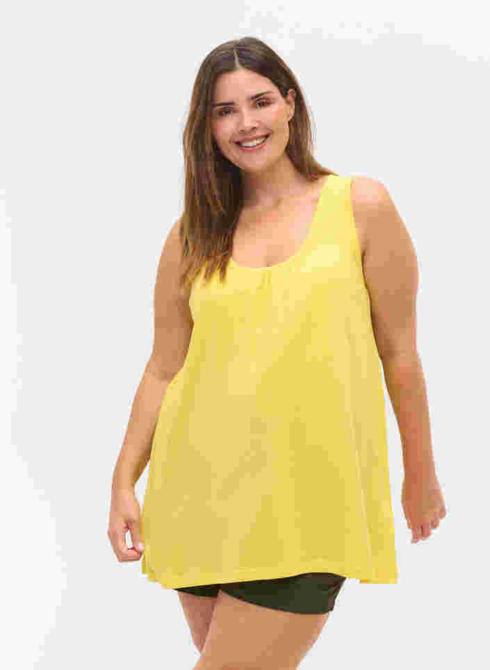 Ærmeløs top med a-shape, Primrose Yellow, Model