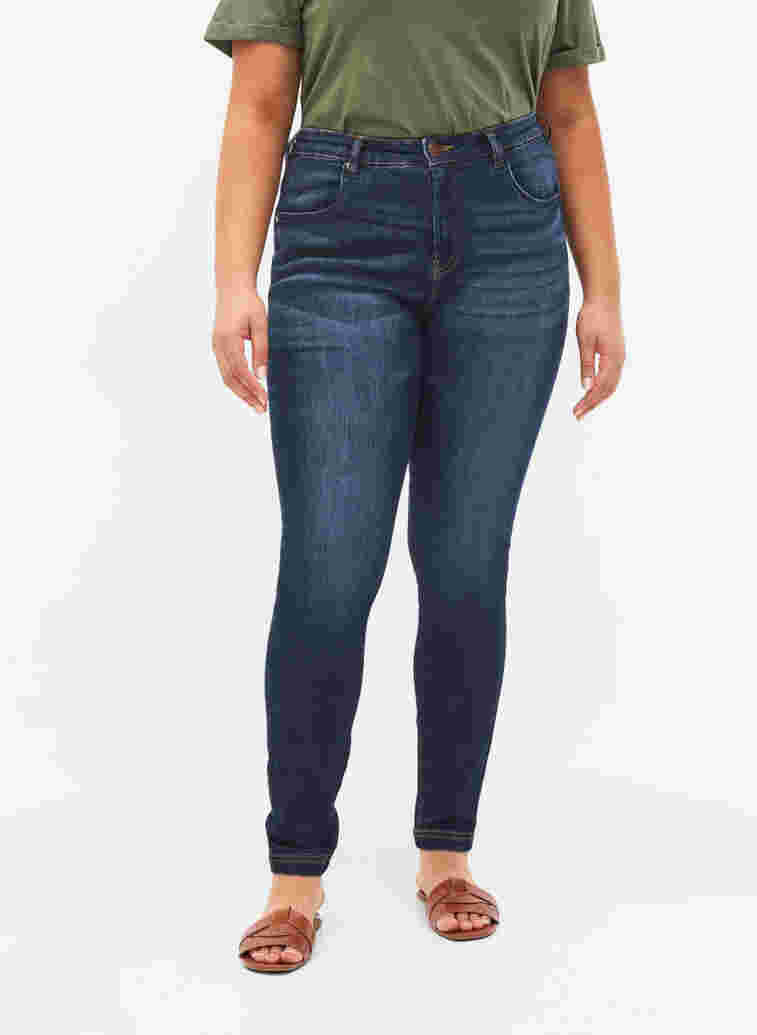 Super slim Amy jeans med høj talje, Dark blue, Model image number 1