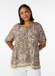 Bluse i viskose med paisleyprint og bindesnor, Gul, Model image number 0