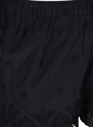 Bomulds shorts med lommer og broderi anglaise, Black, Packshot image number 2