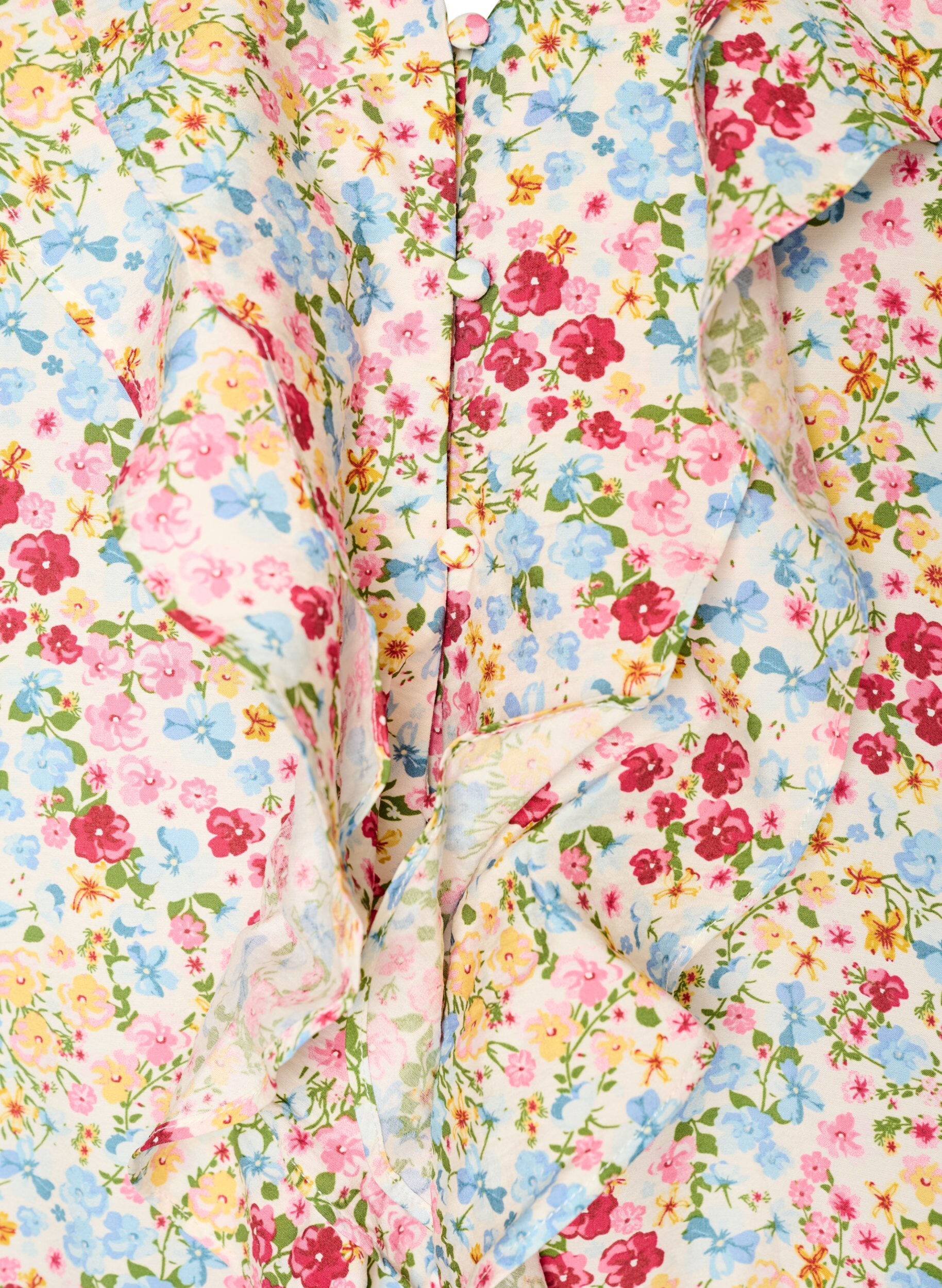 ZizziSkjortebluse i viskose med blomsterprint og 3/4 &aelig;rmer, Bl&aring;, Packshot image number 2