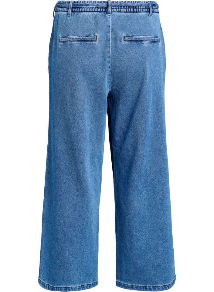 Loose fit jeans med elastisk talje og bindeb&aring;nd, Bl&aring;, Packshot image number 1