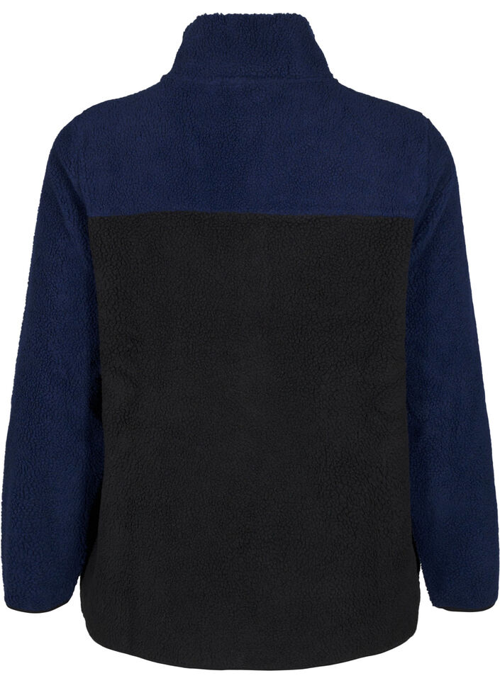 Teddy jakke med colorblock, Night Sky comb., Packshot image number 1