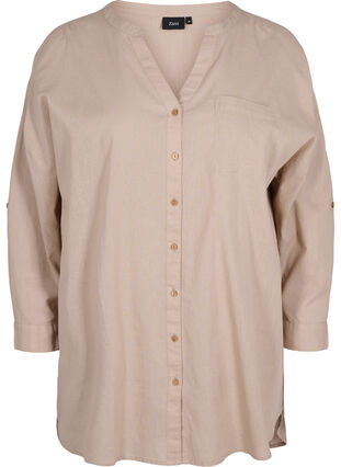 Skjortebluse med knaplukning, Simply Taupe, Packshot image number 0