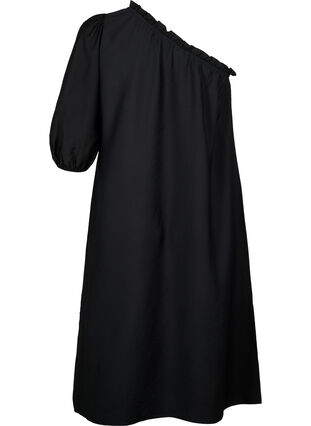 One-shoulder kjole i viskose, Black, Packshot image number 1