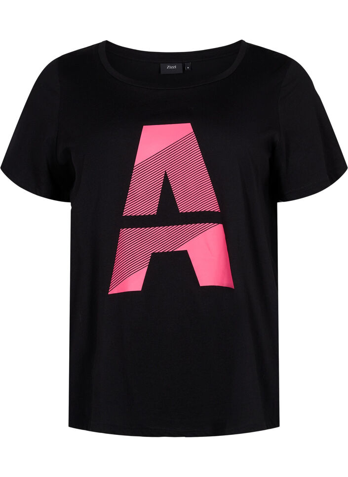 Trænings t-shirt med print, Black w. Pink A, Packshot image number 0