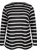 Bluse med striber og lange ærmer, Black Sand Stripe, Packshot image number 0