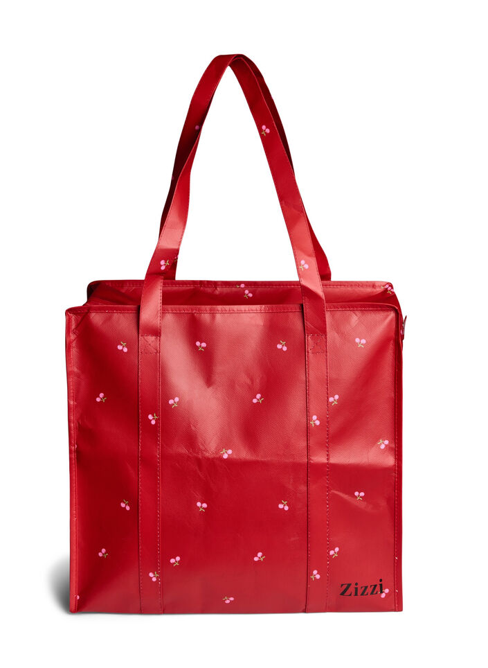 Shoppingbag med lynlås, Rød, Packshot image number 1